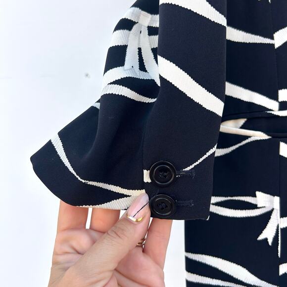 Vintage Escada Laurel 90s Statement Jacket Blazer Black White 38 Silk Ribbon 6 - Picture 6 of 8